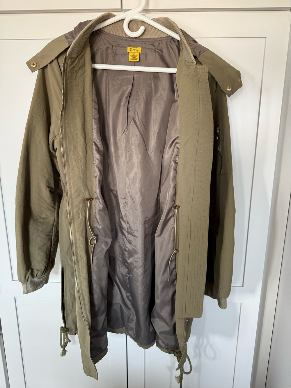 Daisy Olive Drawstring Hooded Fall Jacket - Picture 5 of 11